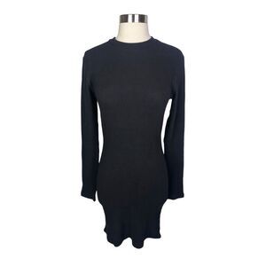 Monrow Black Waffle Knit Mini Dress - HD0428 - Size Large